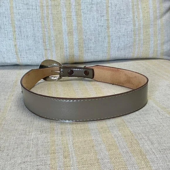 Vintage Textan Grey Leather Western Belt Silver Detailed Metal Buckle - Picture 11 of 16